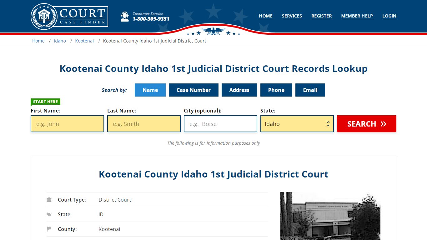 Kootenai County Idaho 1st Judicial District Court Records Lookup